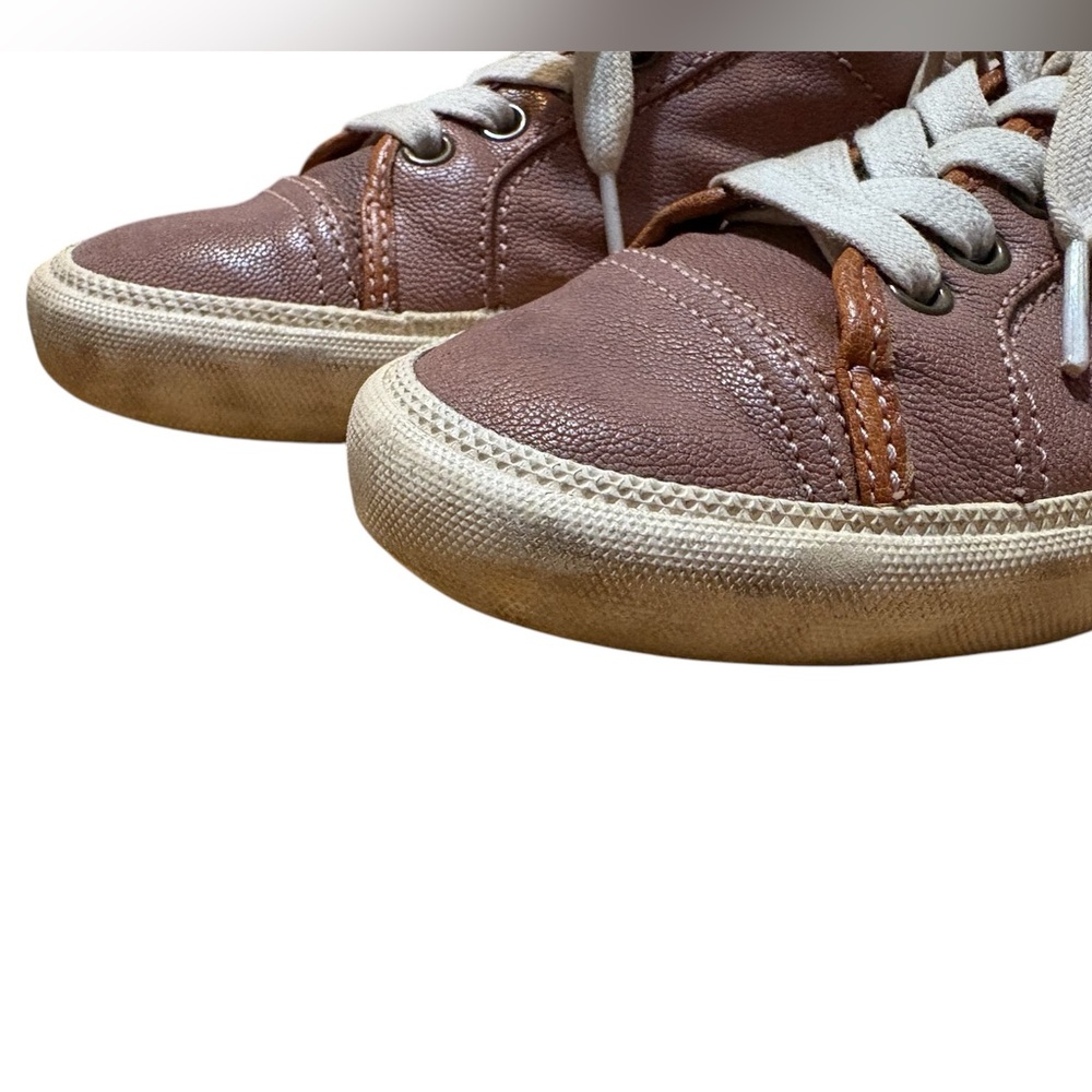 Frye Low Top Women's Shoes 8.5 Leather Distressed Sneakers - Picture 5 of 9